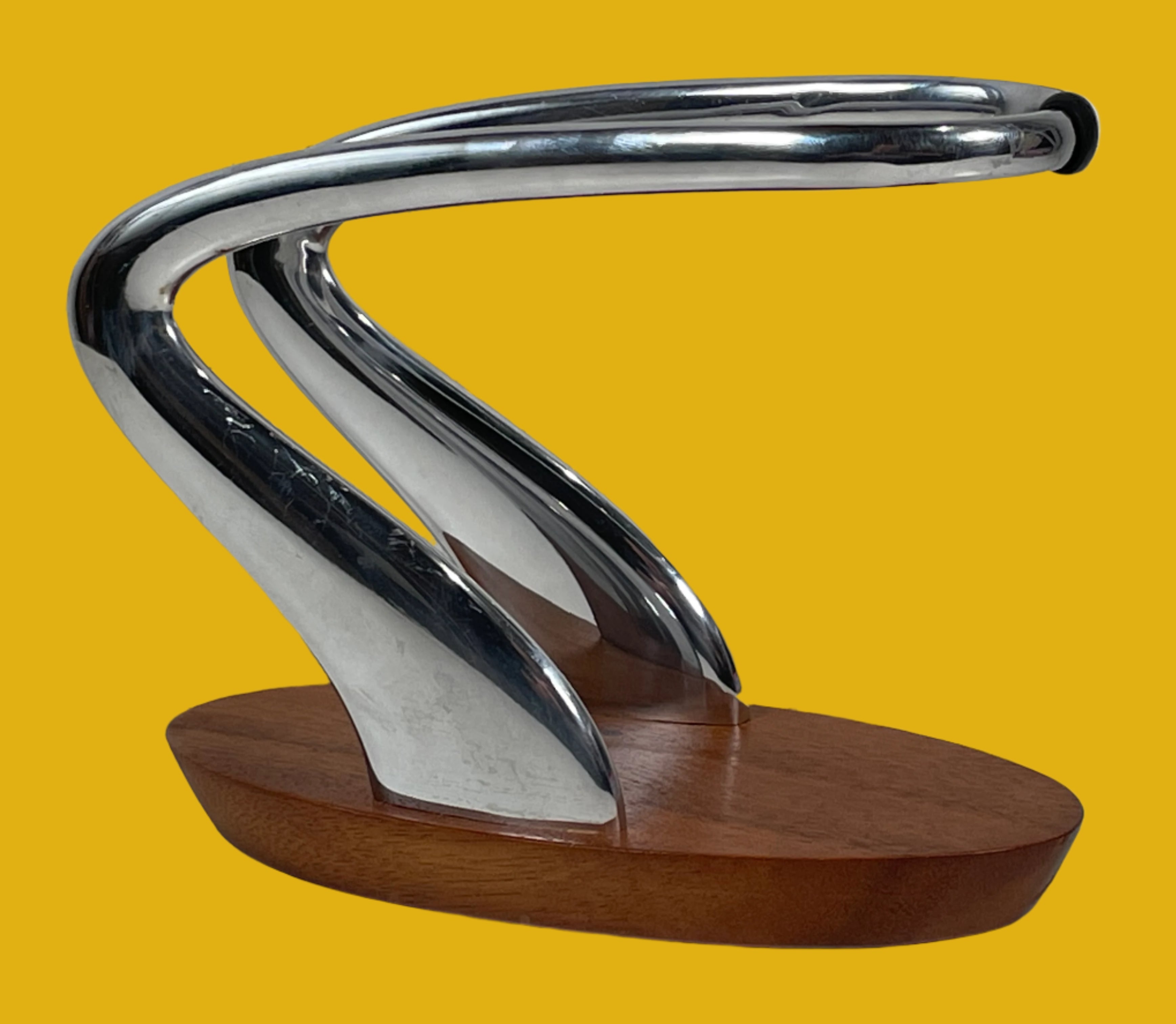 Nambé Napkin Holder – Sculptural Alloy & Wood Design