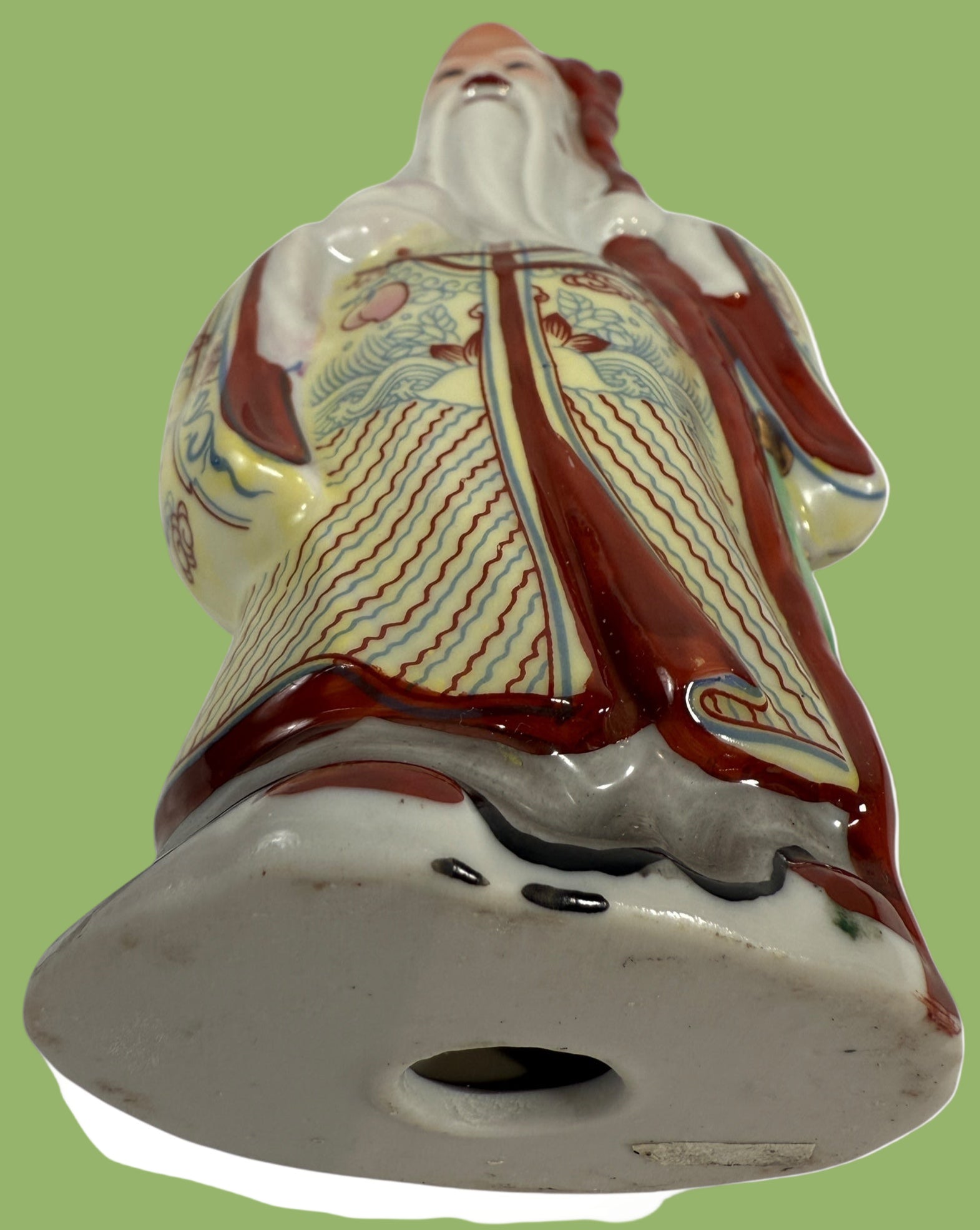 1940’s ANDREA BY SADEK Shou Xing Statue Chinese God of Longevity Peach & Staff