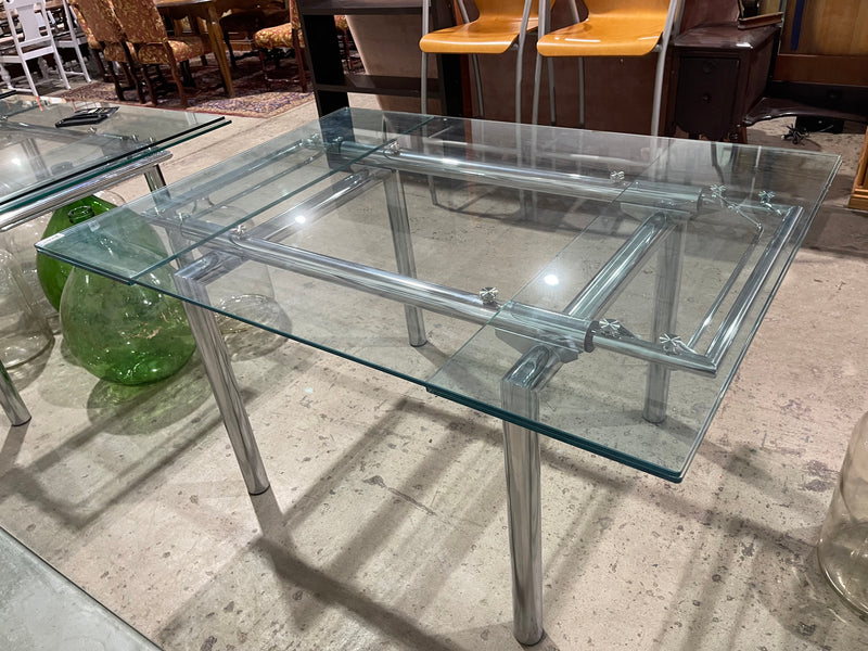 Extending Tubular Glass & Chrome Table