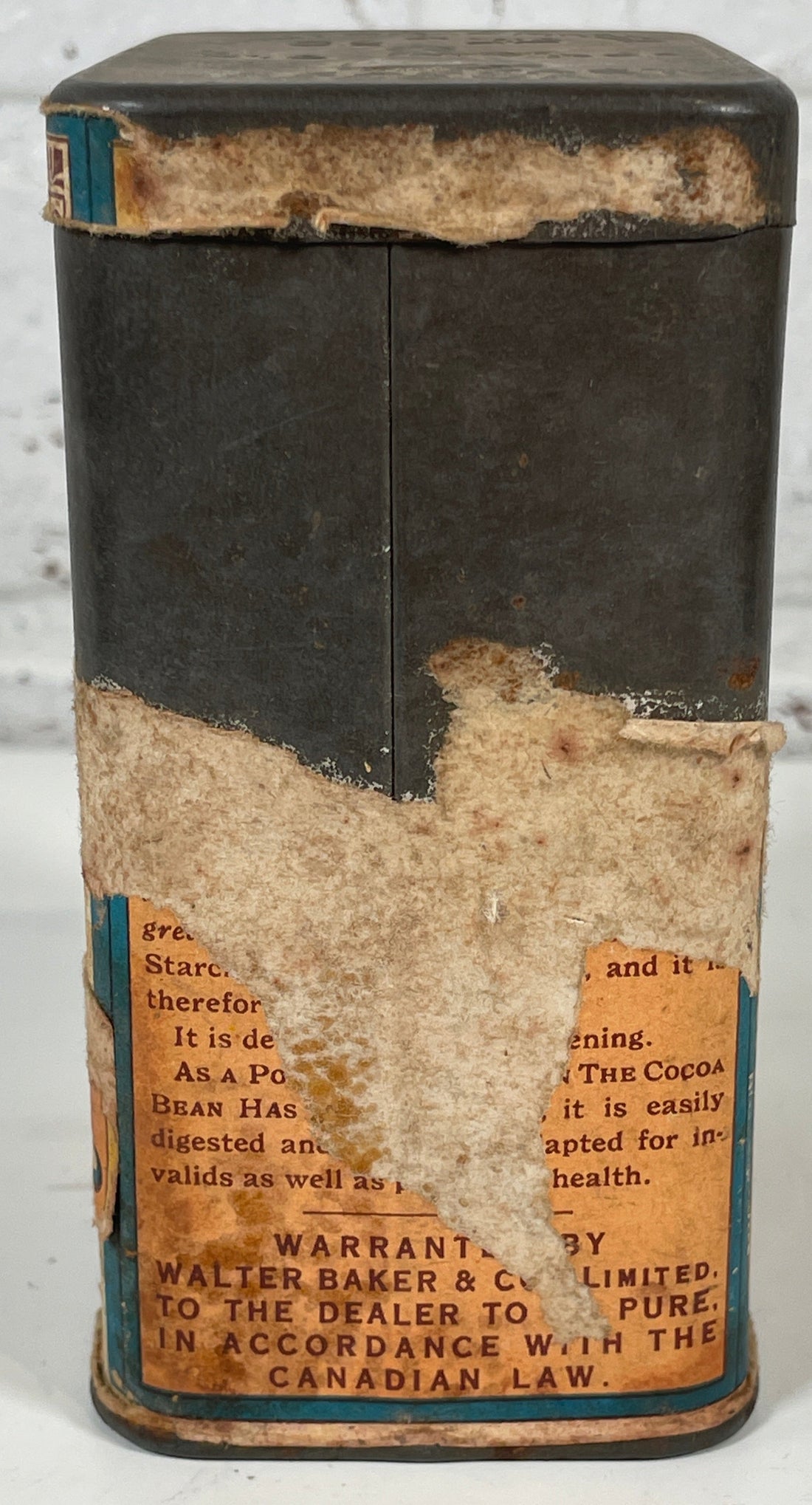 Boîte de conserve vintage. Walter &amp; Bakery, cacao pour le petit-déjeuner