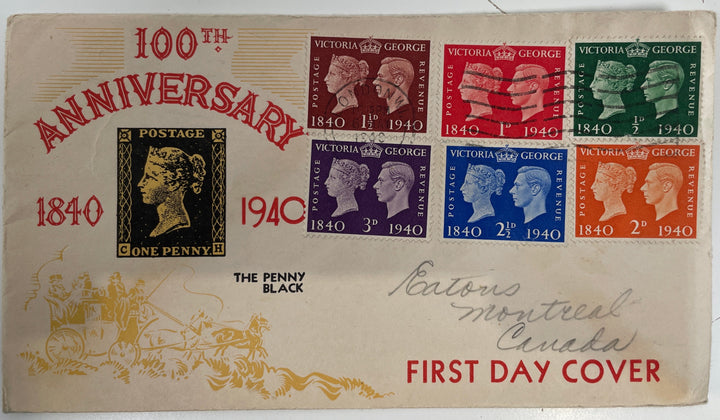 GB SG 479-484 100TH ANNIVERSARY OF THE PENNY BLACK FIRST DAY COVER