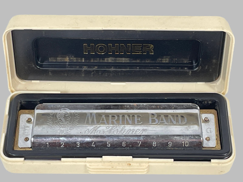 Vintage M. Hohner "Marine Band" Harmonica No.1896 Key G w/ Box