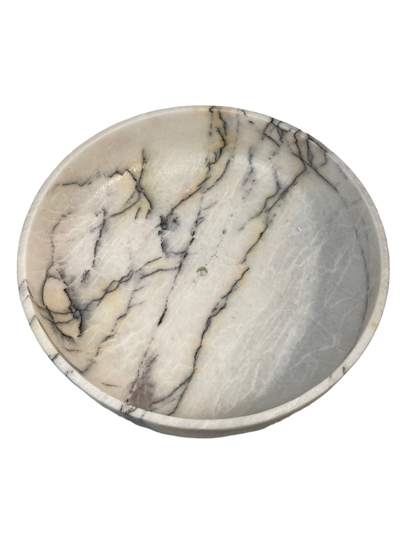 White Faux Marble Glass Decorative Bowl