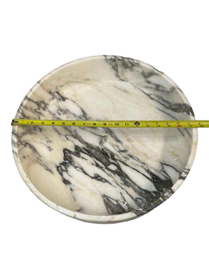 White and Gray Faux Marble Glass Decorative Bowl