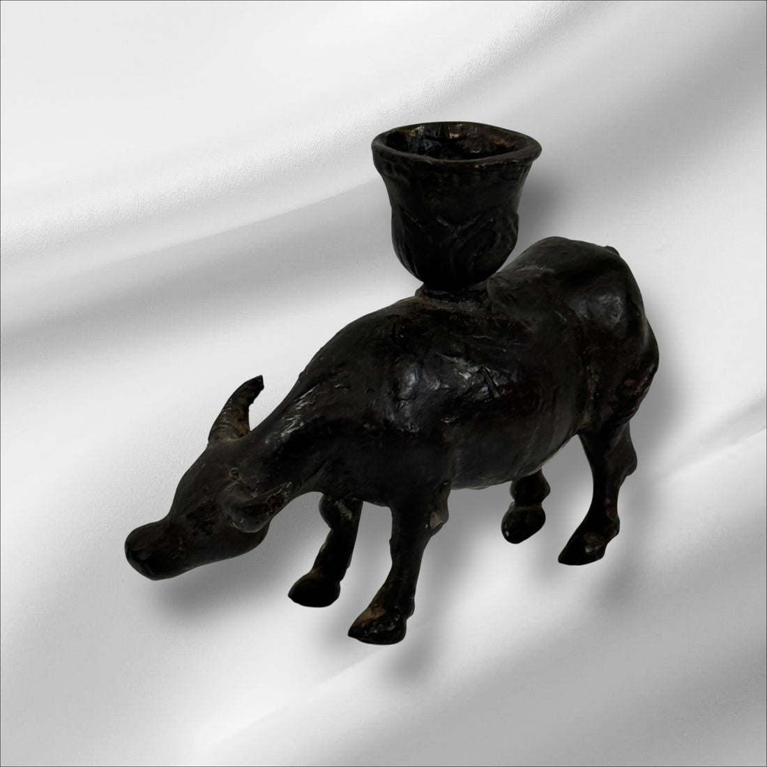 Chandelier antique ou vintage en bronze chinois en métal Lao Tzu Ox Water Buffalo