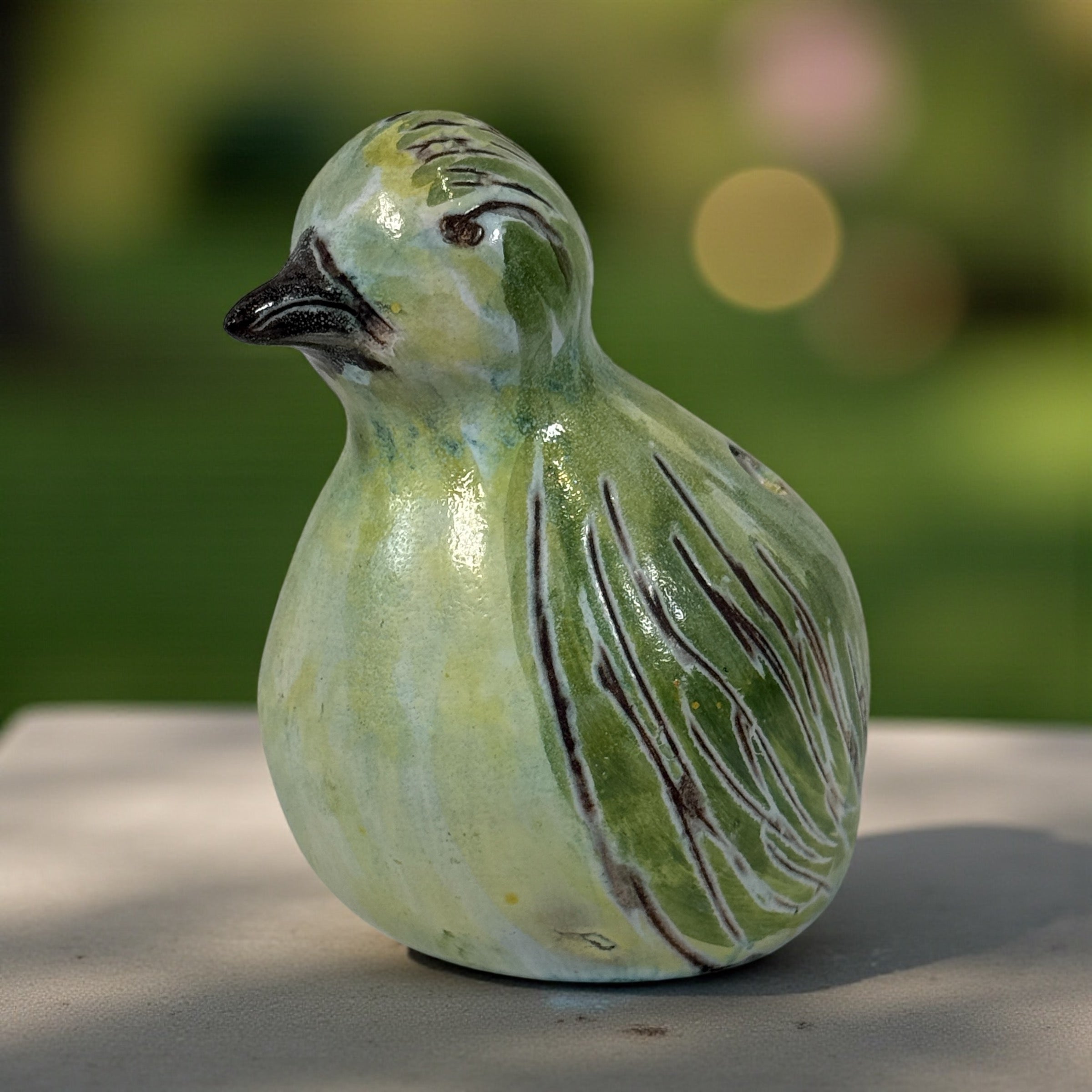 Mid-century French bird sculpture by Camos Vallauris, signed 5″ green ceramic art piece, 1960s Vallauris pottery collectible from France.