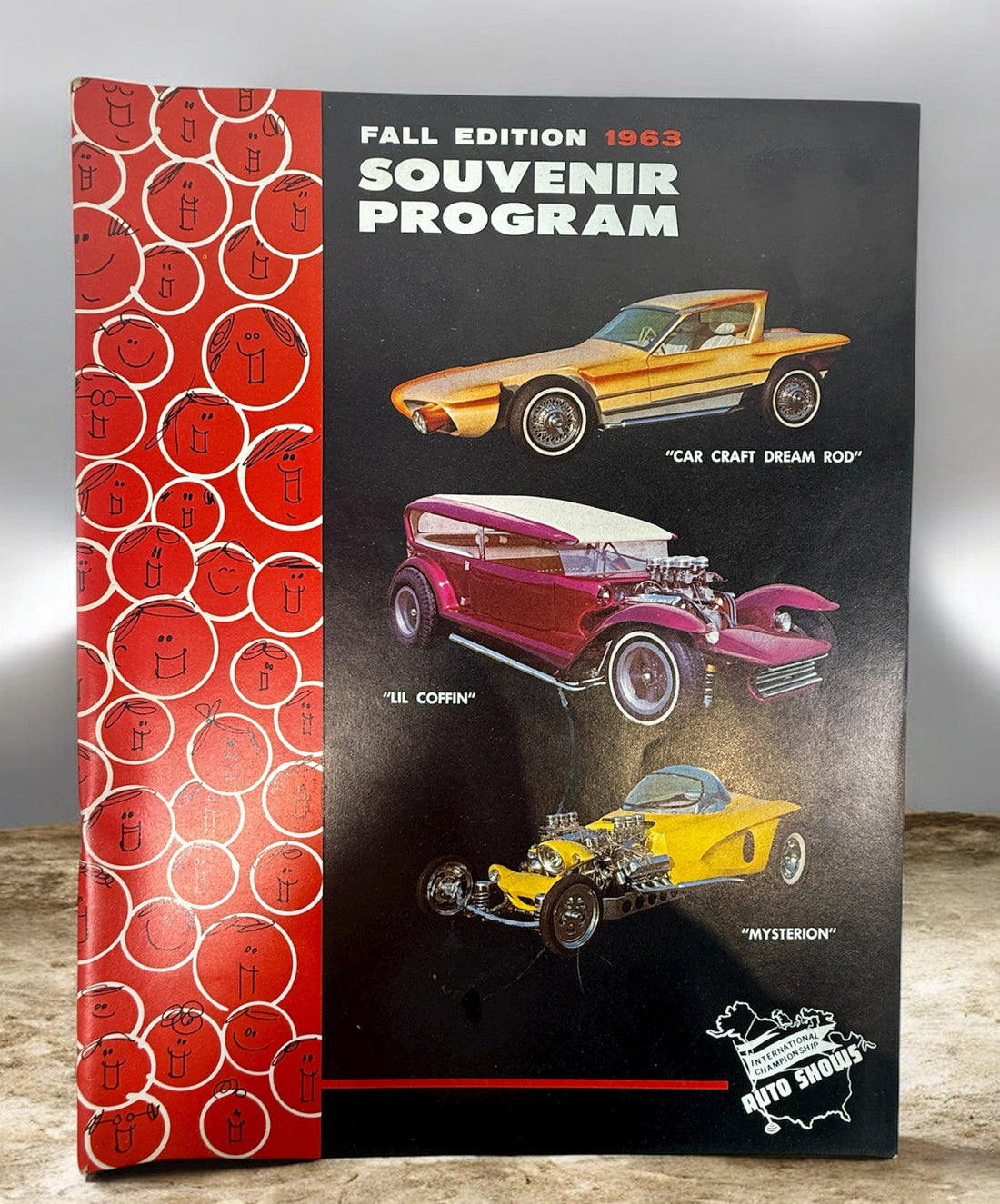 1963 Auto Shows Souvenir Program featuring Dream Rod, Lil’ Coffin, and Mysterion. Clean vintage hot-rod ephemera, great for collectors and garage décor.