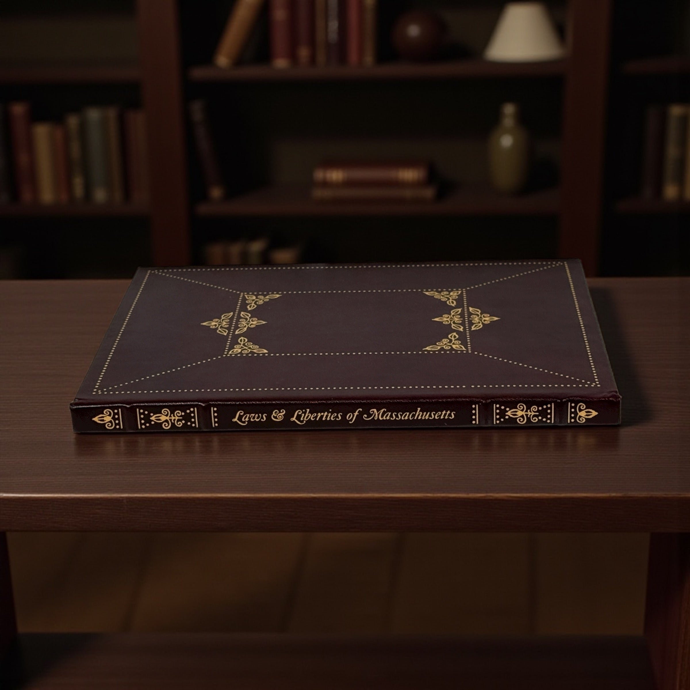 Leatherbound Gryphon Editions Laws and Liberties of Massachusetts. Limited numbered edition with gilt design. Excellent condition for collectors of early American law.