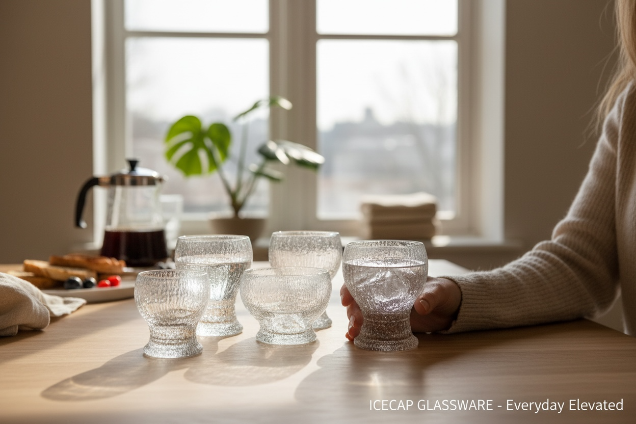 Vintage Iittala Ultima Thule footed glasses set of 8. Finnish design by Tapio Wirkkala. Iconic ice-melt texture. Excellent condition. Fast shipping from Canada.