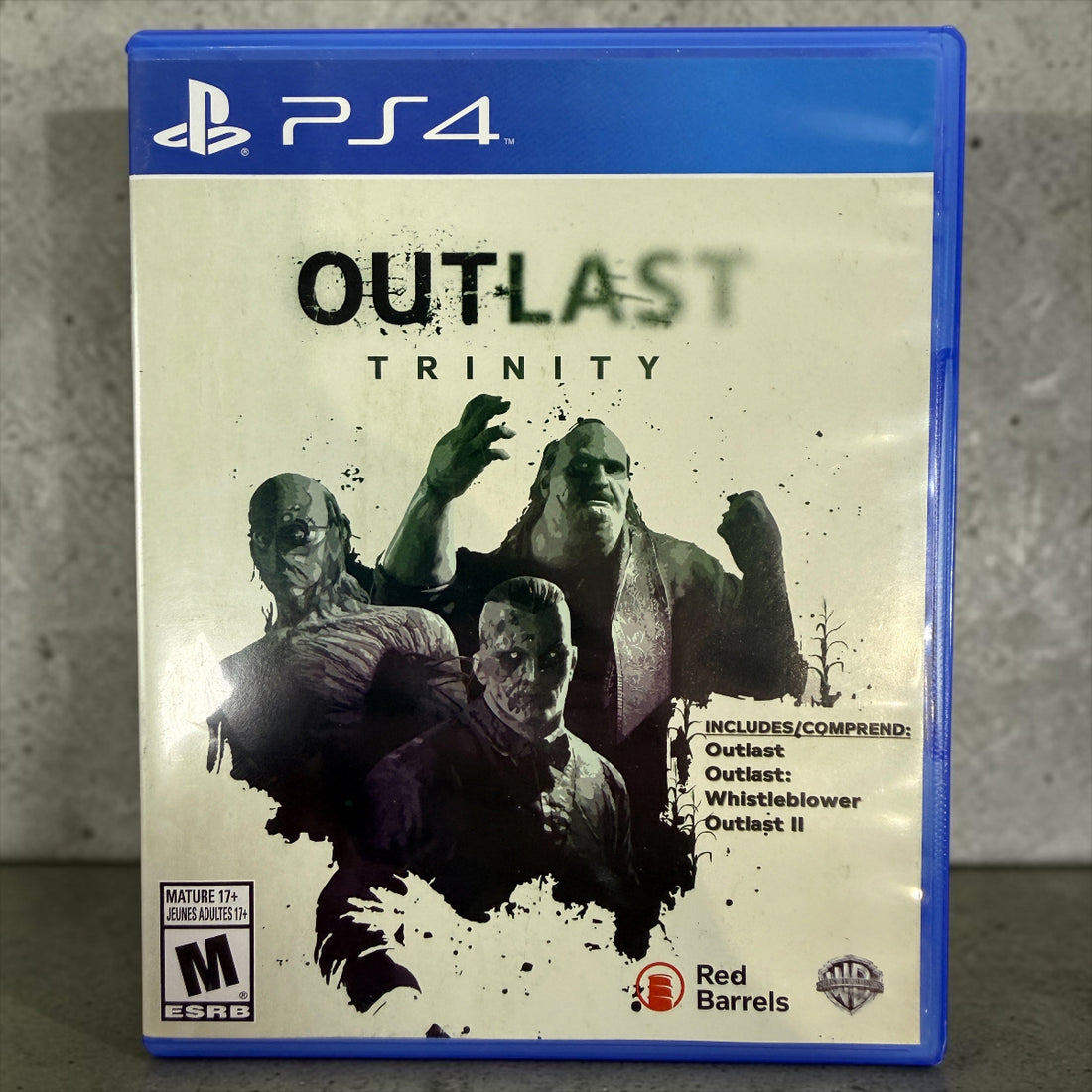 Complete Outlast Trinity for PS4 with both game discs, original case and insert. Includes Outlast, Whistleblower, and Outlast II. Tested and fully functional.