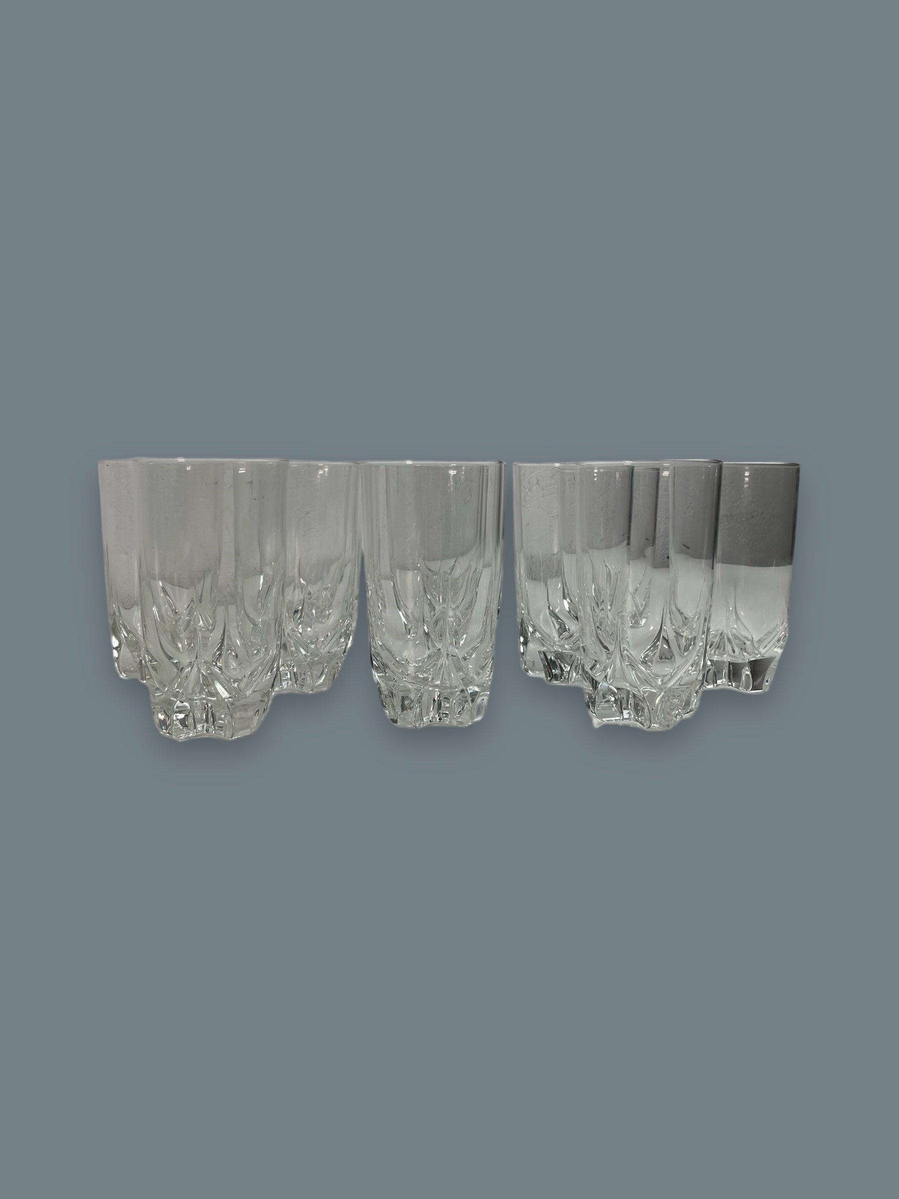 Ensemble exquis de 6 gobelets plats en cristal scandinave Orrefors Excess de 11 oz