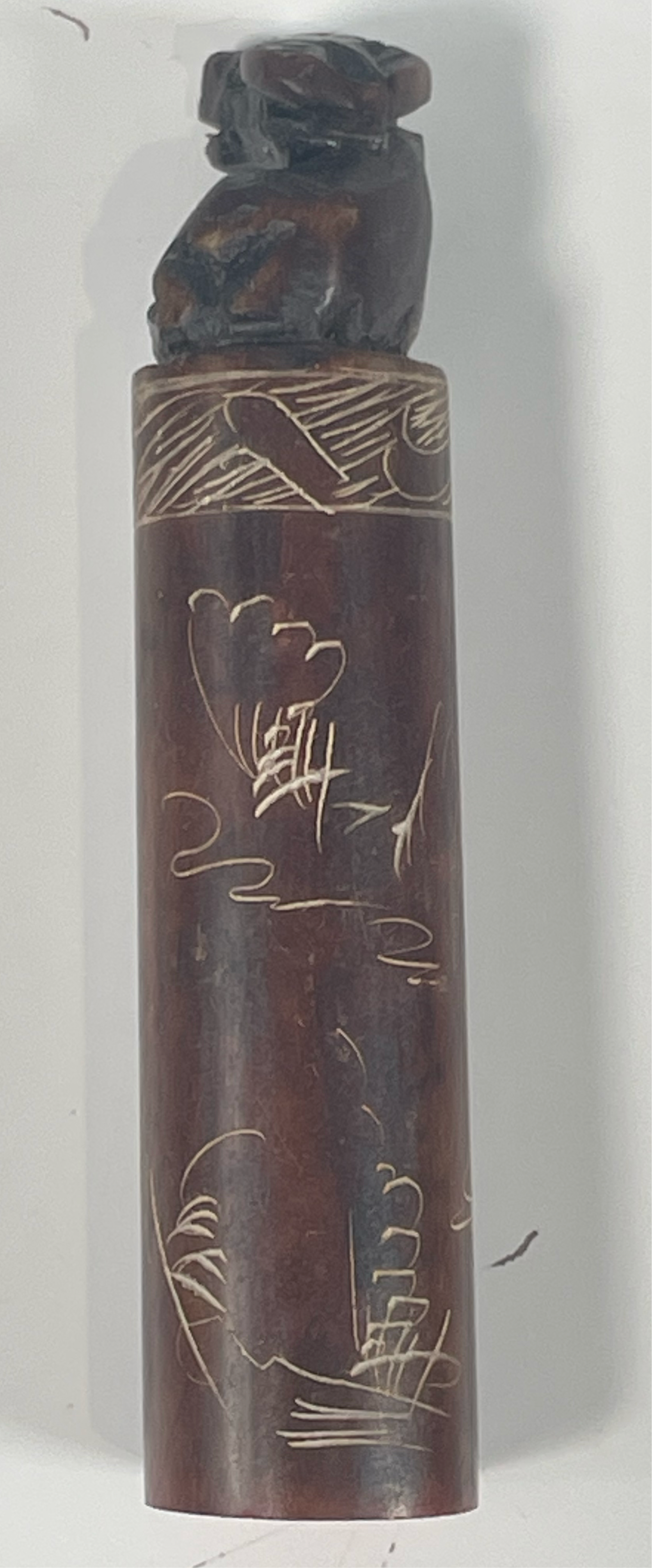 Antique Carved Stone Seal Chinese Signature Chop 19th Century Dragon Stamp