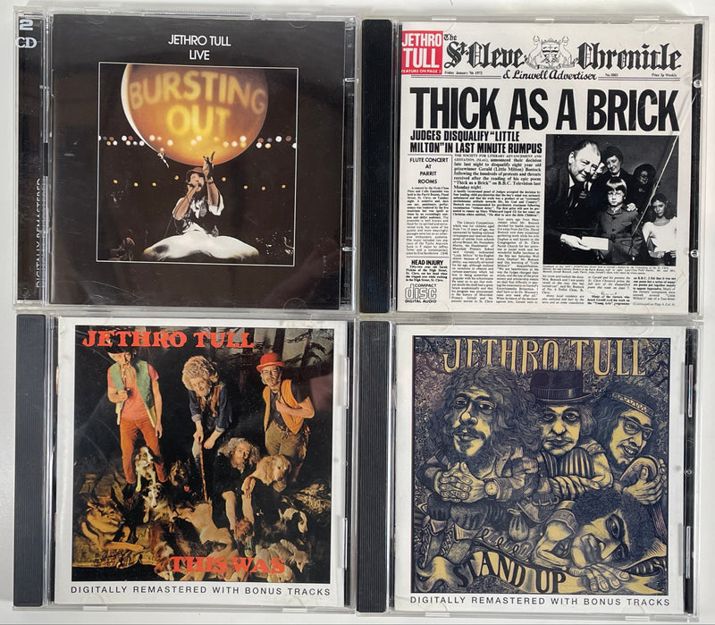 Lot de 4, CD de Jethro Tull, Jethro Tull Live, This Was, Stand Up, Thick as a Brick.