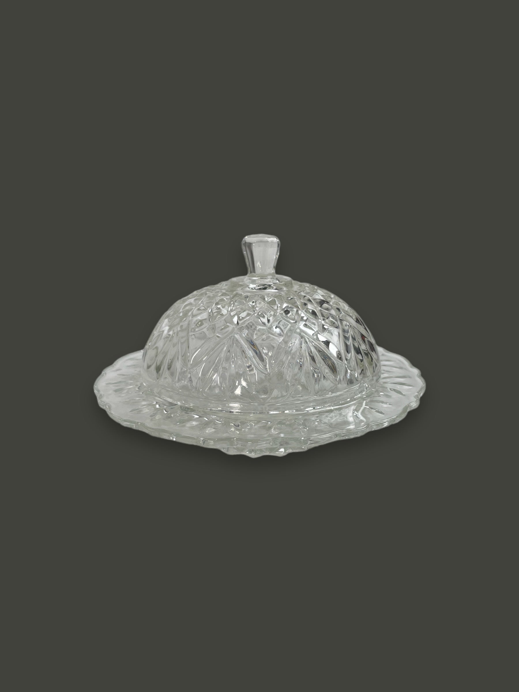 Vintage Clear Glass Domed Butter Dish