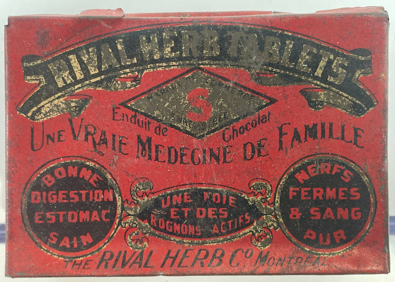 Vintage Rival Herbs Tablets Tin, Antique Advertising.