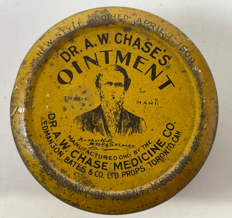 VINTAGE DR. A W CHASE'S OINTMENT TIN CANADIAN TIN EDMANSON BATES CO OAKVILLE