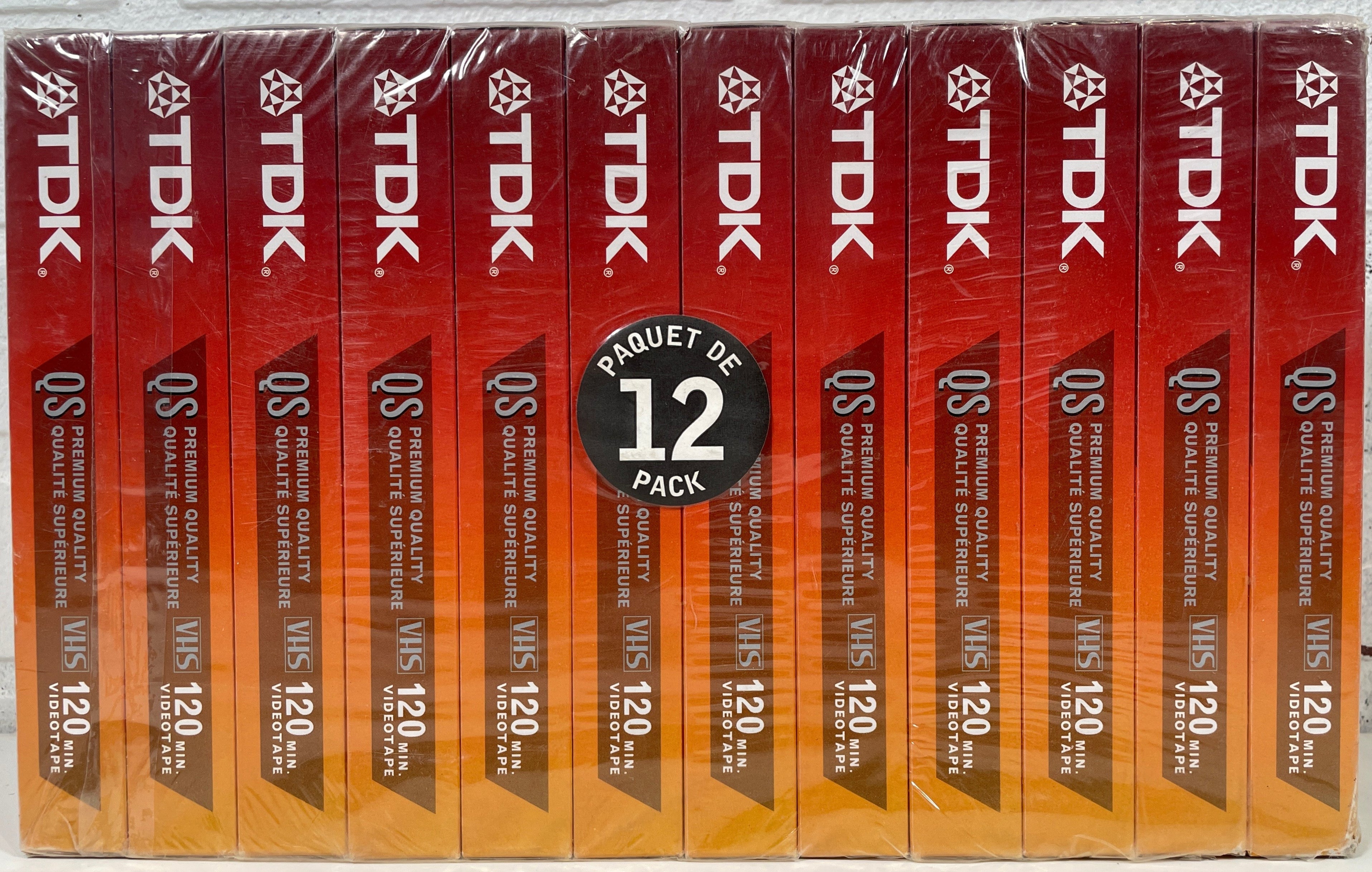 Pack of 12 TDK Premium Quality VHS T-120 QS 6 Hour Sealed Tapes