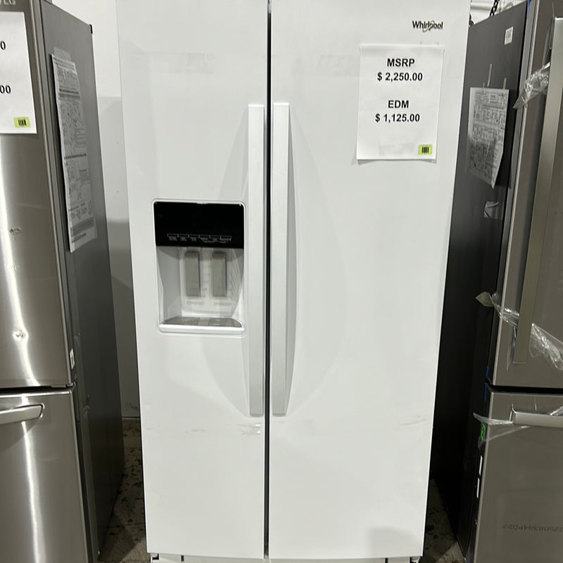 Whirlpool 36 pouces W 21 cu. Réfrigérateur côte à côte de 3 pi3 en blanc, profondeur de comptoir