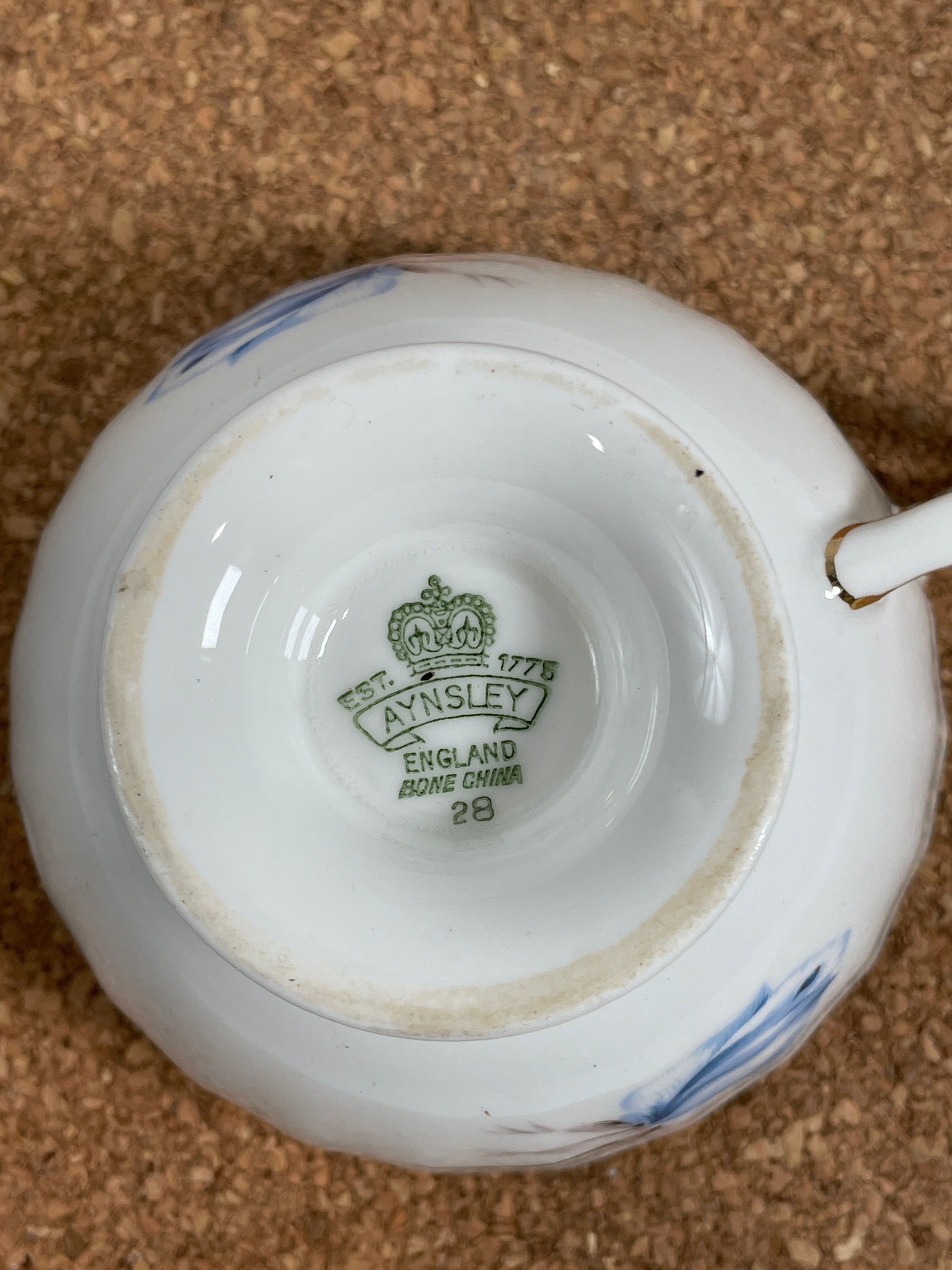 Aynsley, Fine China,  Blue Rose Vintage teacup and Saucer Set England