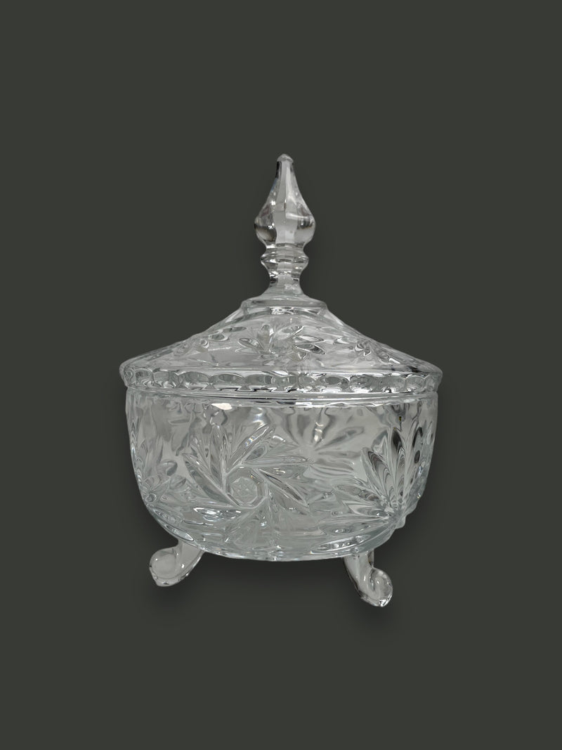 Vintage Lead Crystal 3-footed Lidded Candy Dish