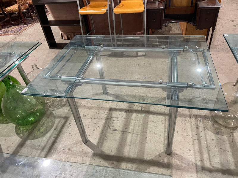 Extending Tubular Glass & Chrome Table