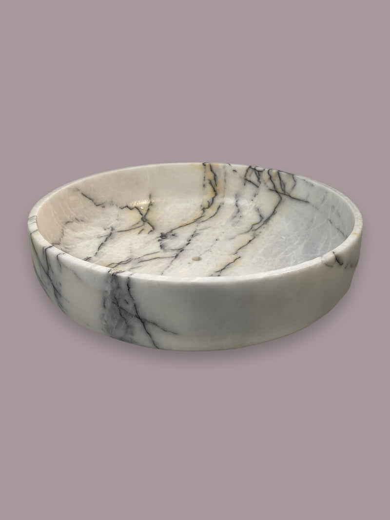 White Faux Marble Glass Decorative Bowl