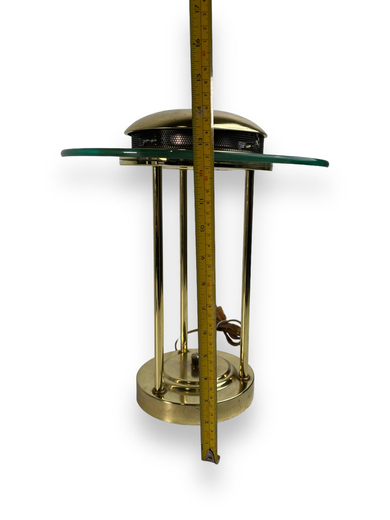 Post-Modern "Saturn" Brass and Round Glass Table Lamp