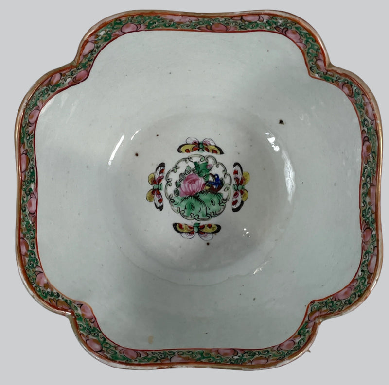 Antique, Serving Bowl, 19th Century, China, Floral Rose Pattern.