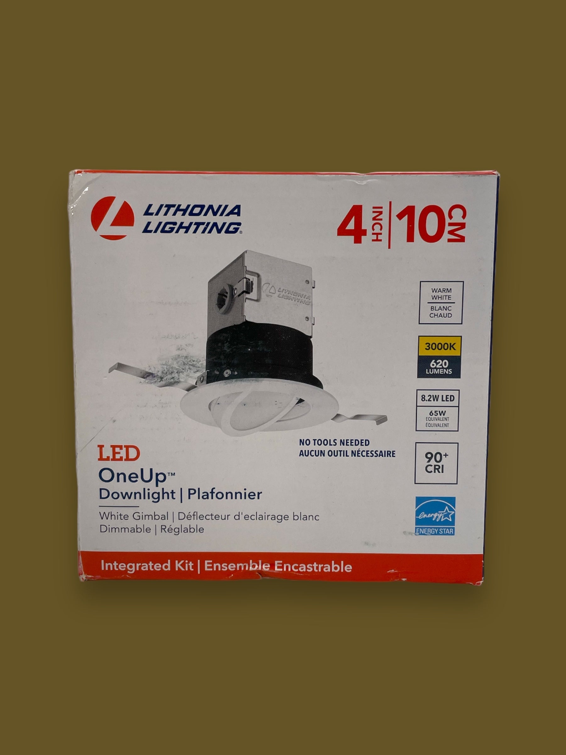 Kit Intégré Lithonia Lighting LED OneUp Downlight de 4 pouces en Blanc Chaud 3000K, scellé 