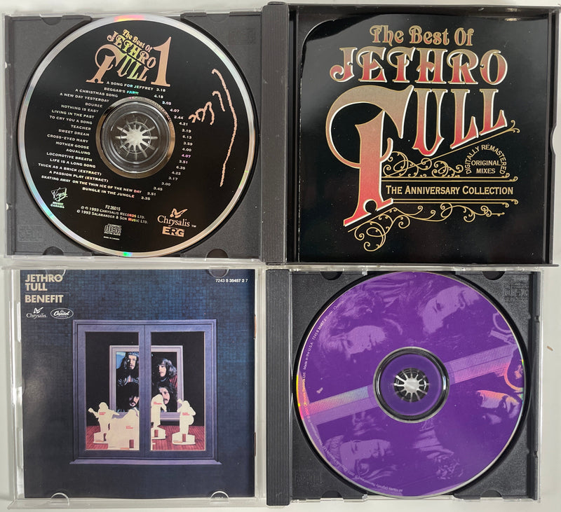 Lot de 10 CD de Jethro Tull, Best of, Benefit, Living with Past, Potpourri, Remixé, Concert.