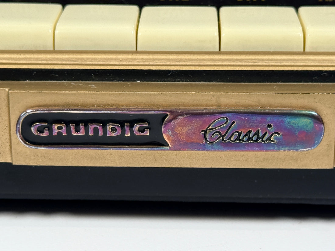 Close-up of a Grundig Classic appliance with metallic finish
