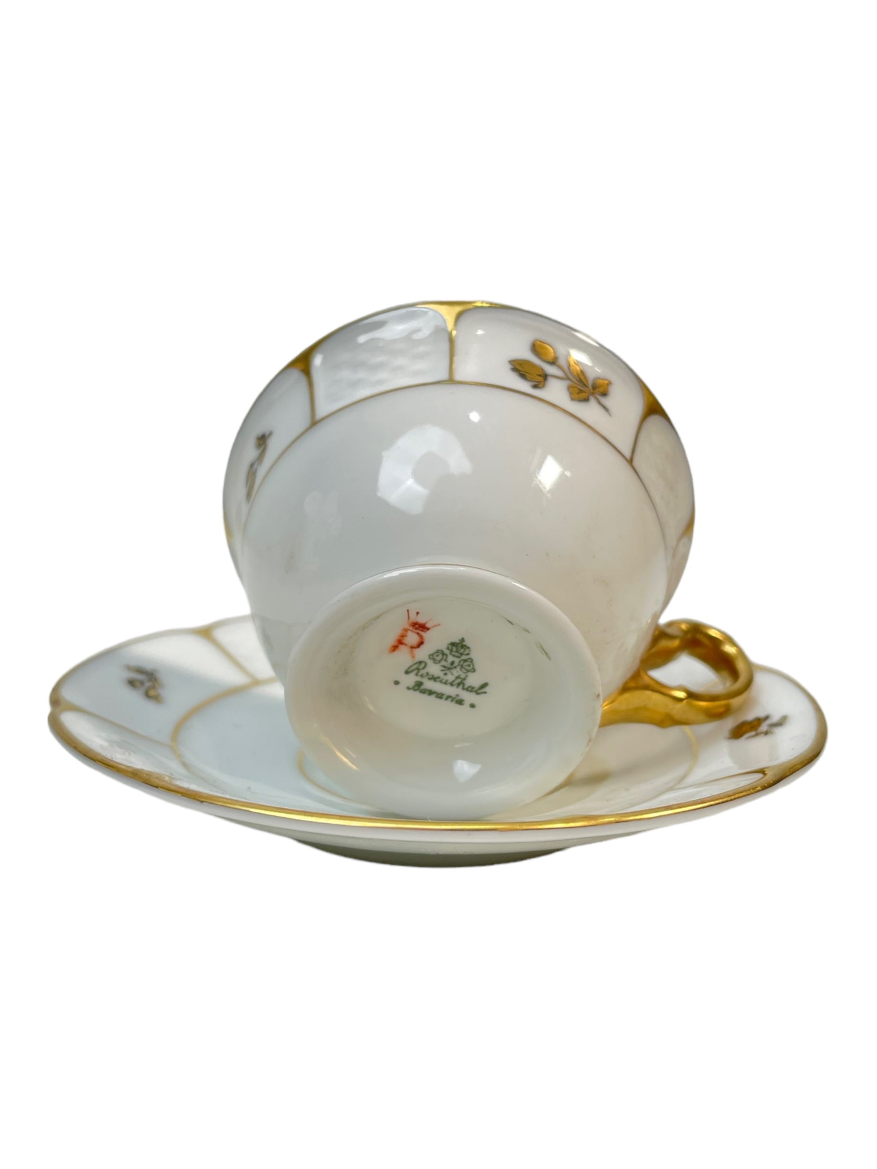 Rosenthal Bavaria China Tea Cups with Saucers and Metal Rack
