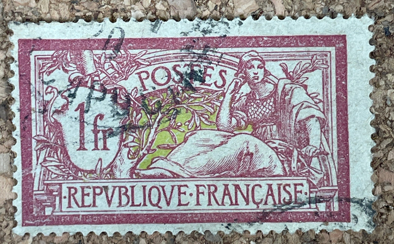 Pair of Stamps, Circa 1900-1923. France. 1 fr & 45