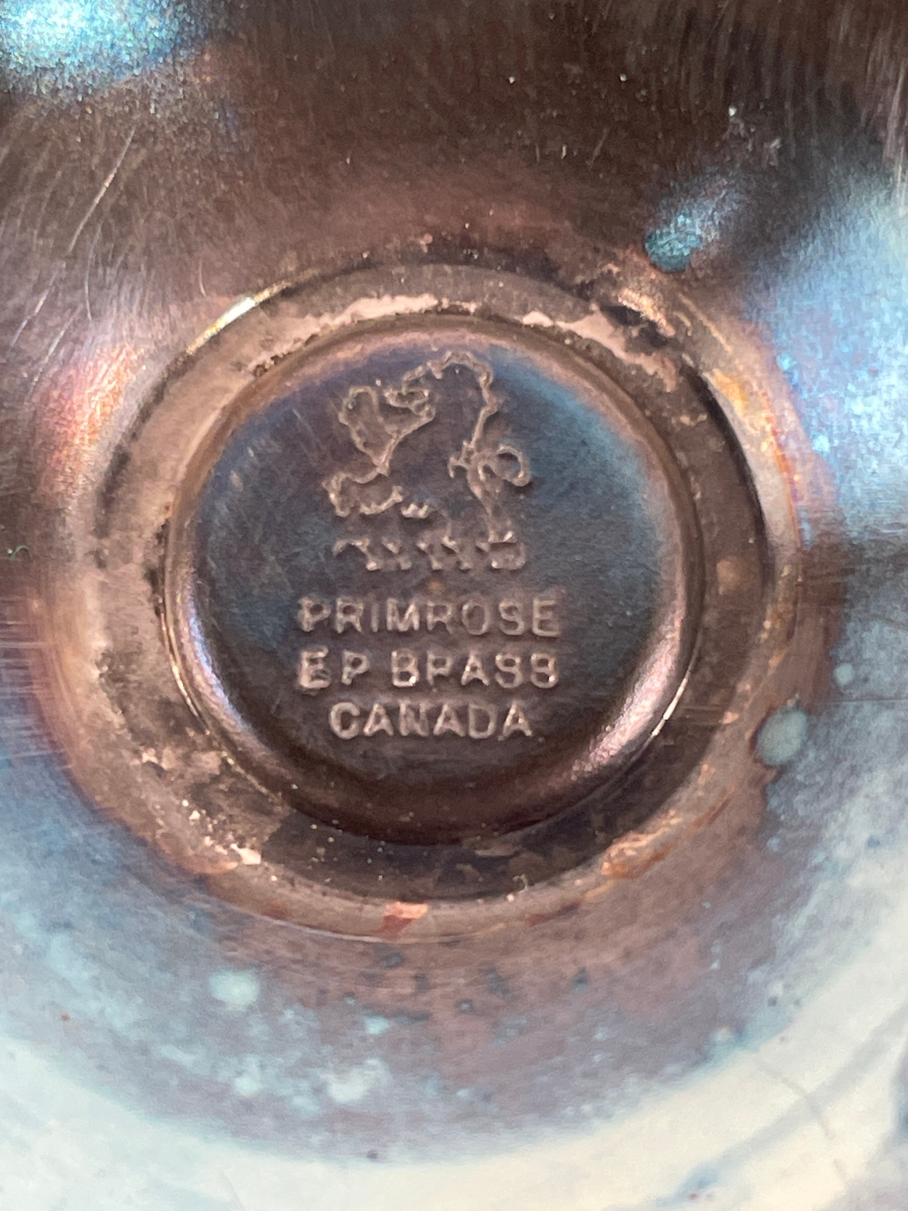 Vintage, Pair of Birks Primrose EP. Brass Wine Goblets Canada, Marked 3 oz. 5"Tall