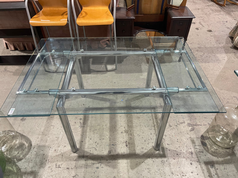 Extending Tubular Glass & Chrome Table