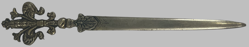 Decorative Antique Letter Opener with Tang, made of Brass or Bronze, Circa 1920s–1930s