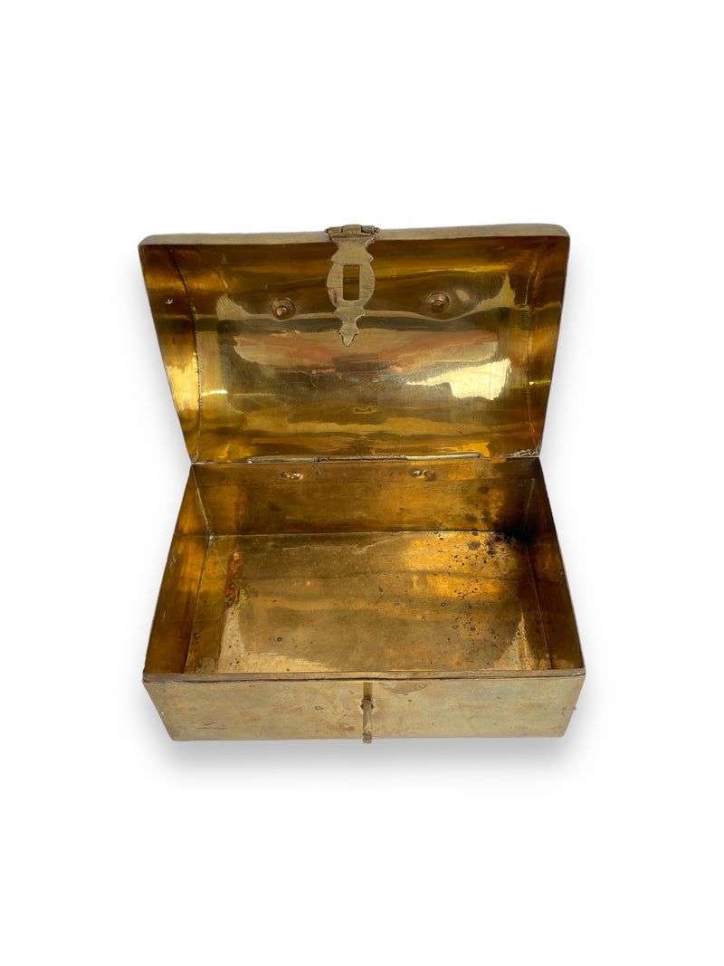 Vintage Brass Jewelry Casket Pin Box