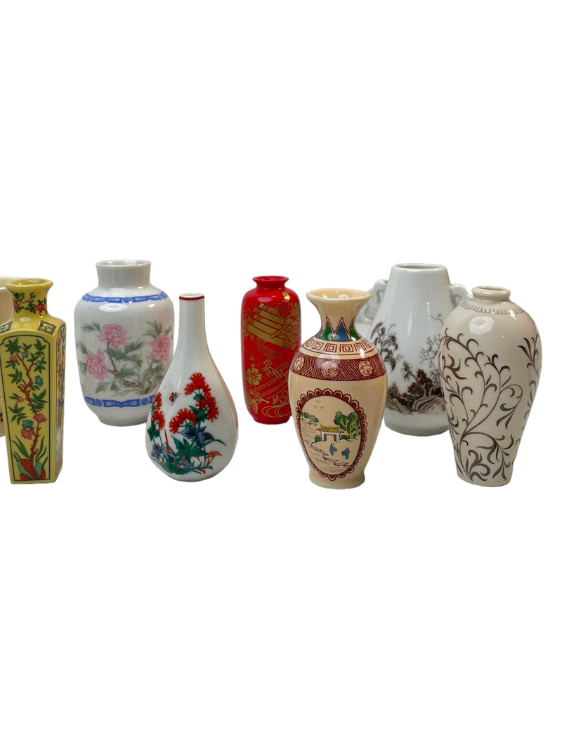 Set of 12 Vintage Japanese 1980 Franklin Porcelain Miniature Vases