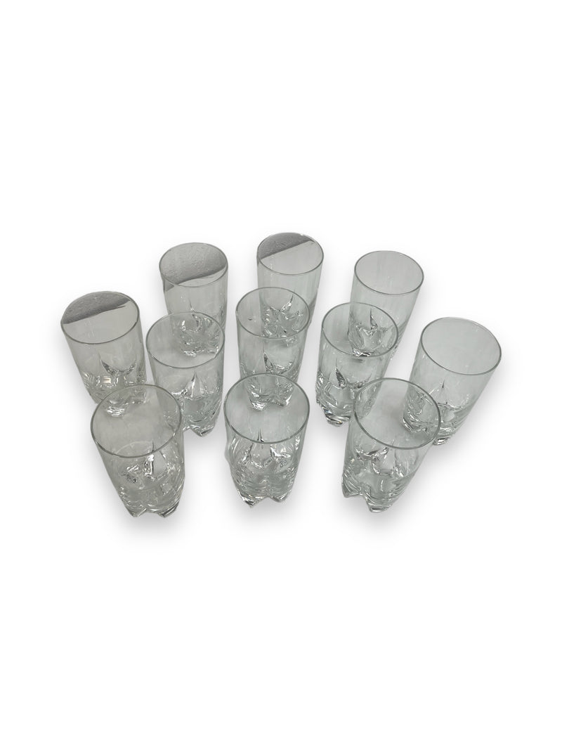 Ensemble exquis de 5 gobelets plats en cristal scandinave Orrefors Excess de 11 oz