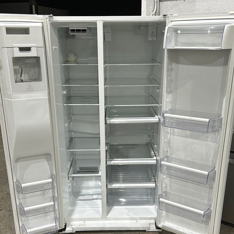 Whirlpool WRS586FIEH Side by Side Refrigerator, 36 Width, Thru Door Ice Dispenser, Energy Efficient, 25.6 Capacity, Exterior Water Dispenser, LED Lighting