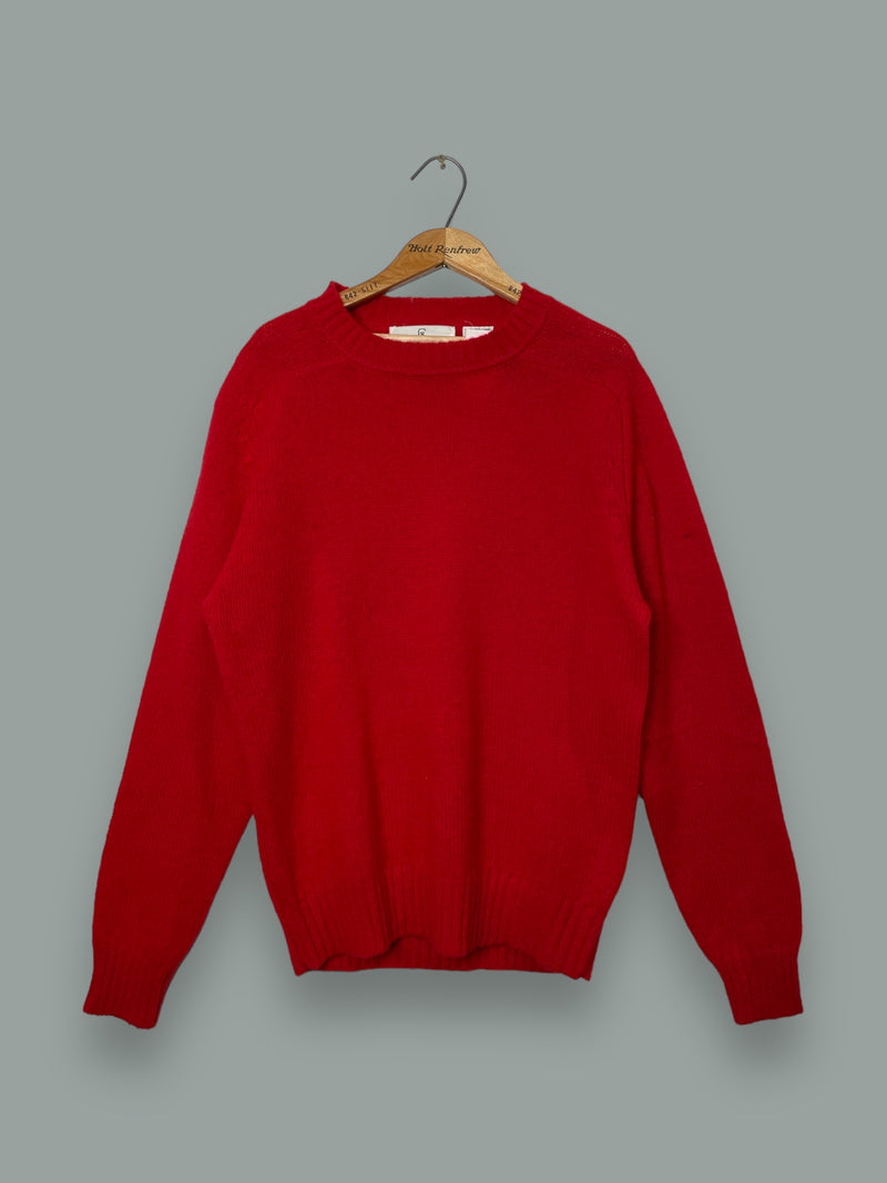 Pull Vintage Nino Cerruti en Laine 100 % vierge rouge fabriqué à l'île Maurice