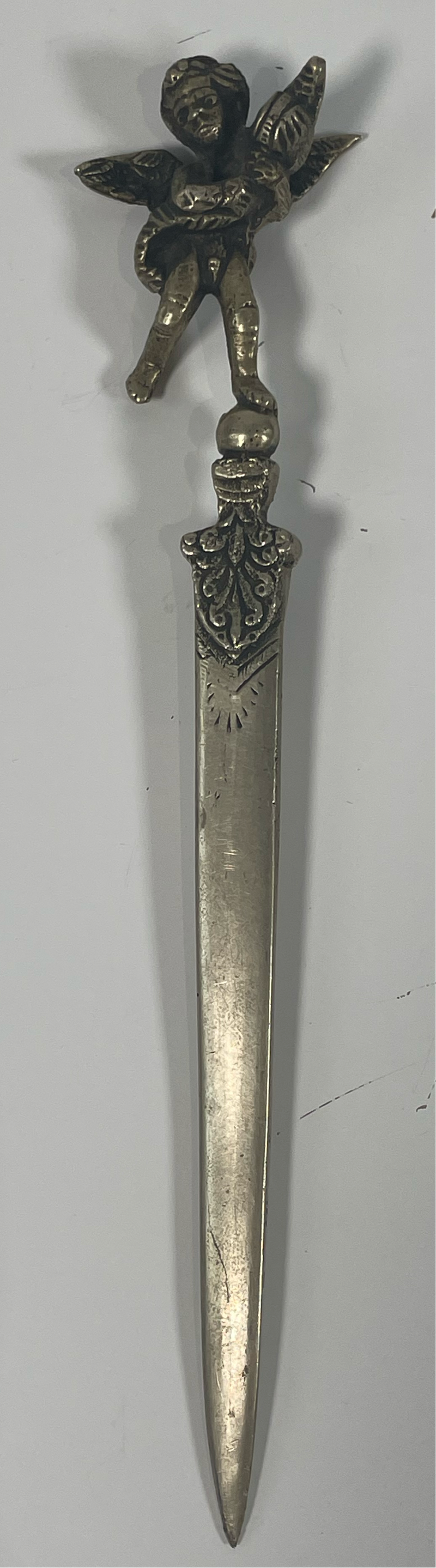 Antique Decorative Letter Opener with Tang Brass or Bronze  Circa 1920-30s