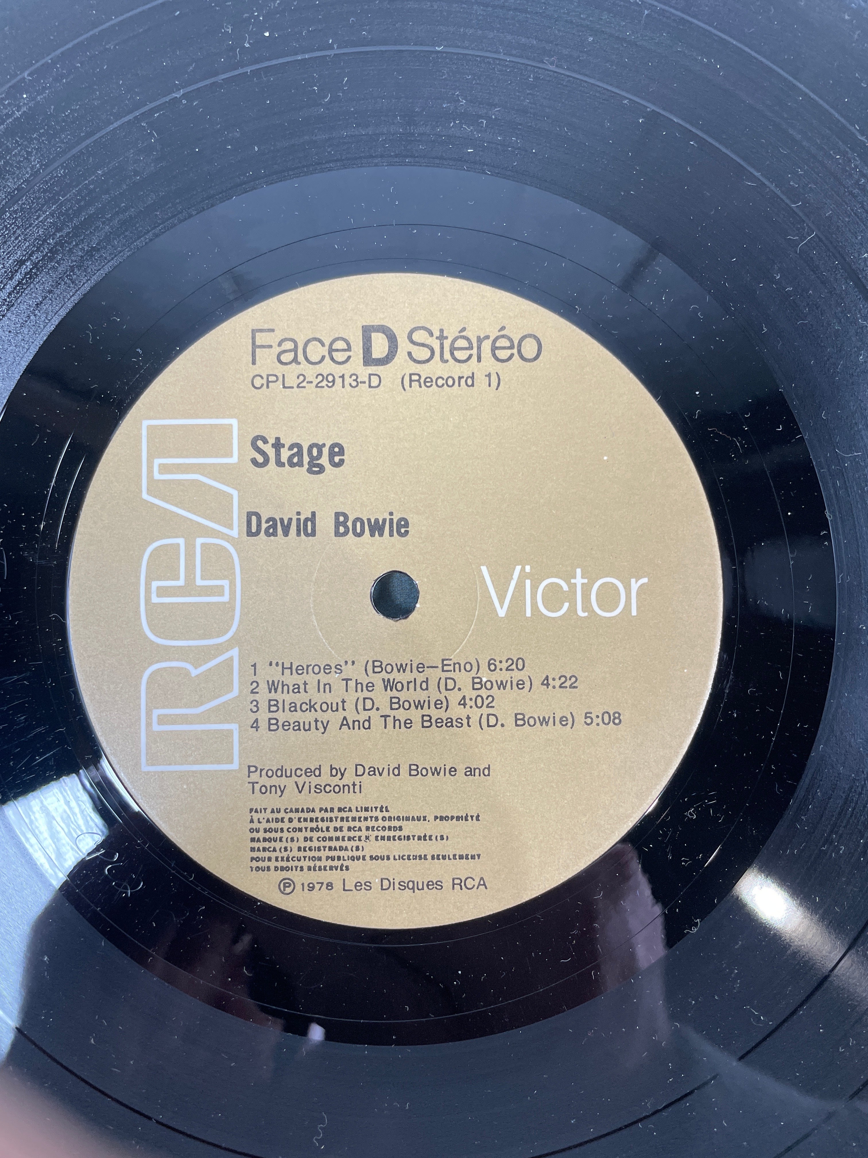 David Bowie - Stage Original RCA Victor CPL2-2913 2xLP Disque 1978