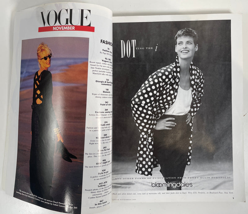 Vogue US November 1989 Michaela Bercu Daryl Hannah Nadege Audrey Benoit Sting