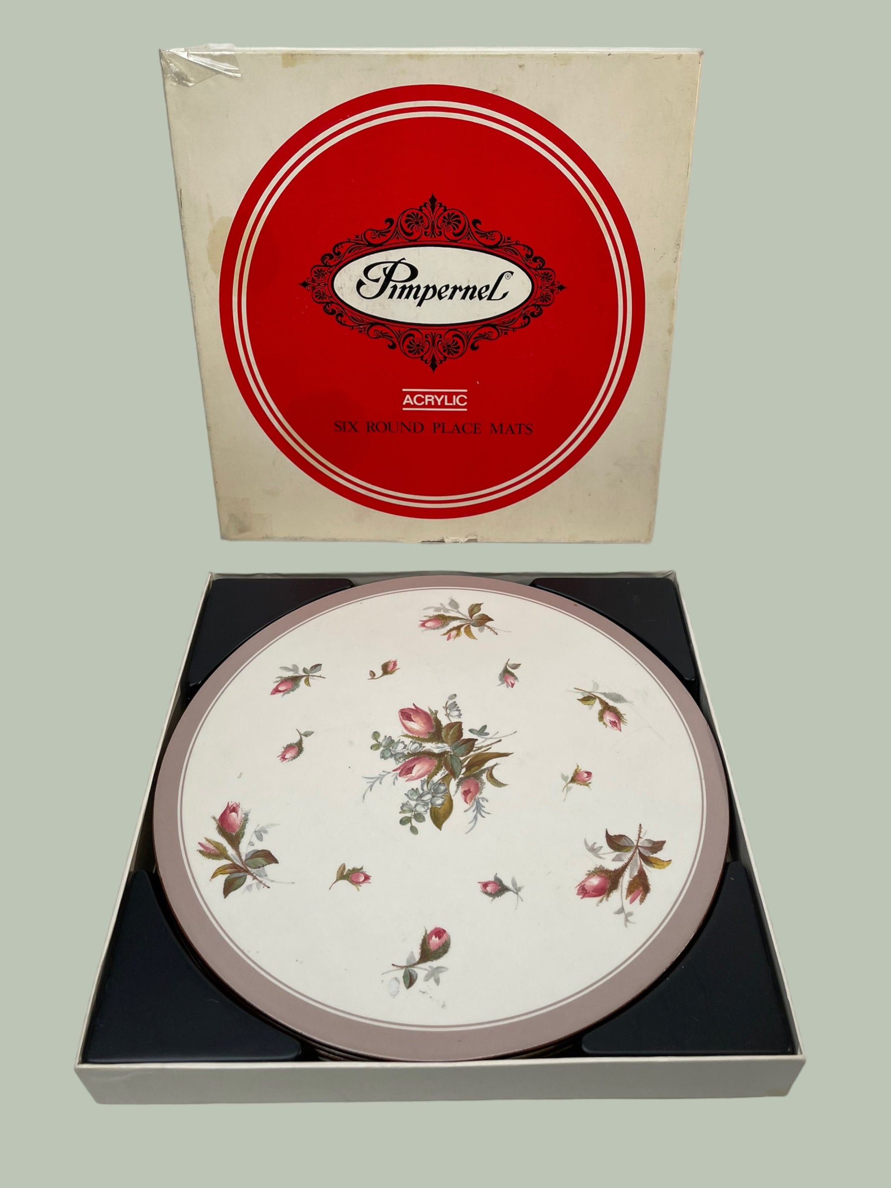 Pimpernel Rosebud Pattern Set of 6 Round Acrylic Placemats