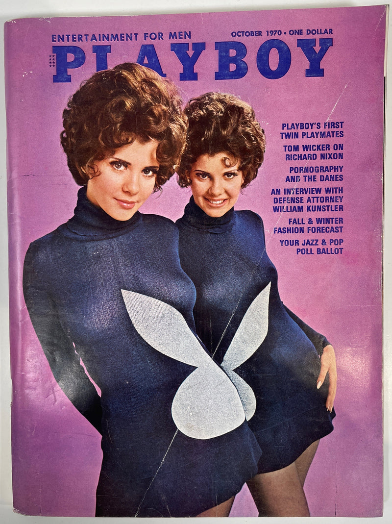 Playboy Magazine,  October 1970, Twins Centerfold Intact Lanie Kazan Pictorial, Vintage