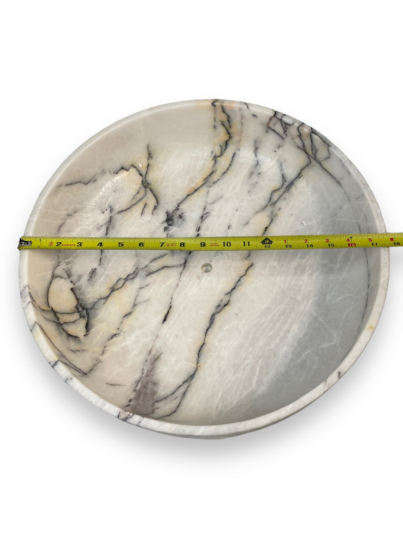 White Faux Marble Glass Decorative Bowl