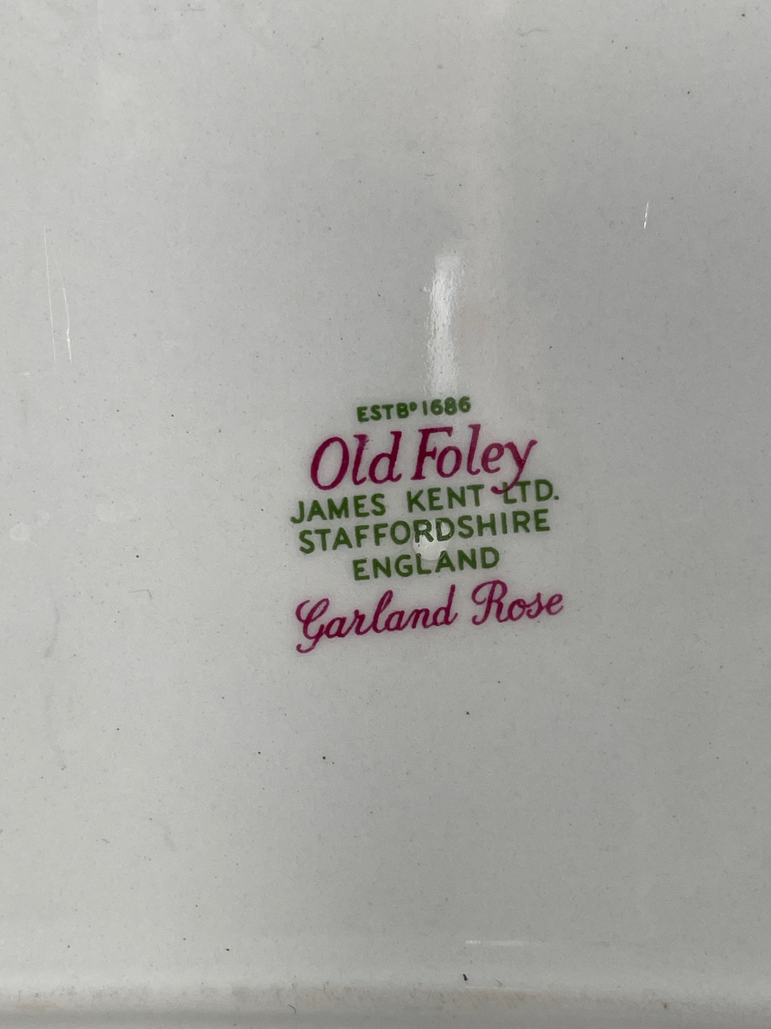 Vintage James Kent Old Foley Rose Garland 11 3/4" Oblong Sandwich Tray