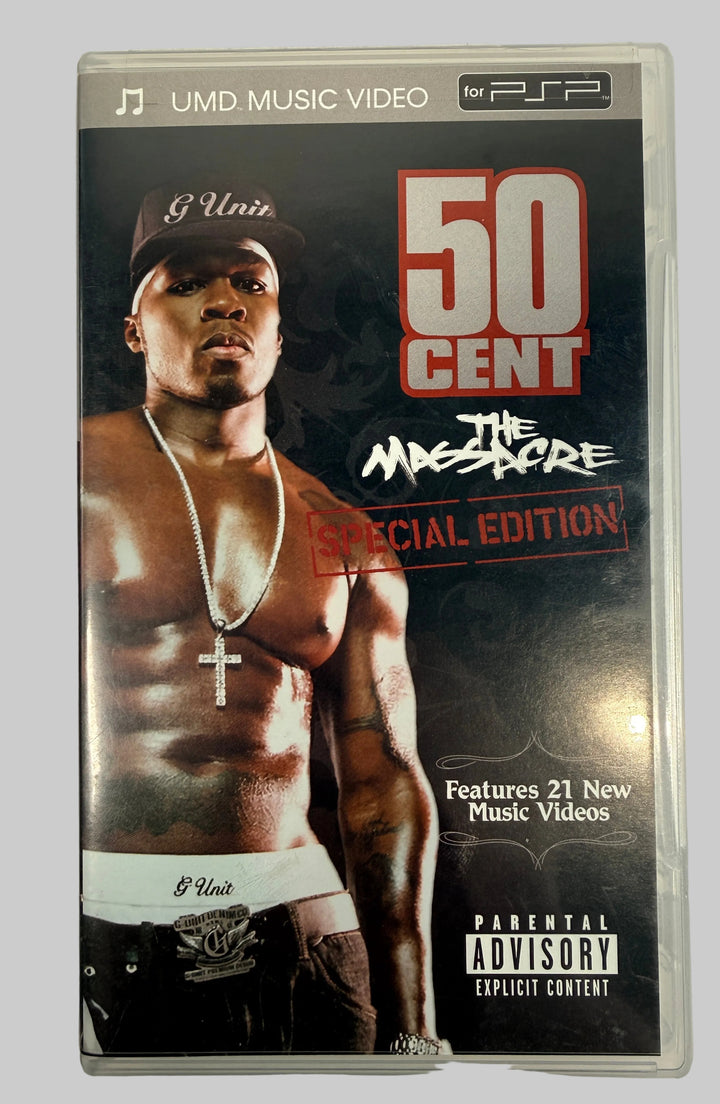 Rare 2005 50 Cent The Massacre Special Edition UMD music video for PSP. Collectible hip-hop media format with case and artwork.