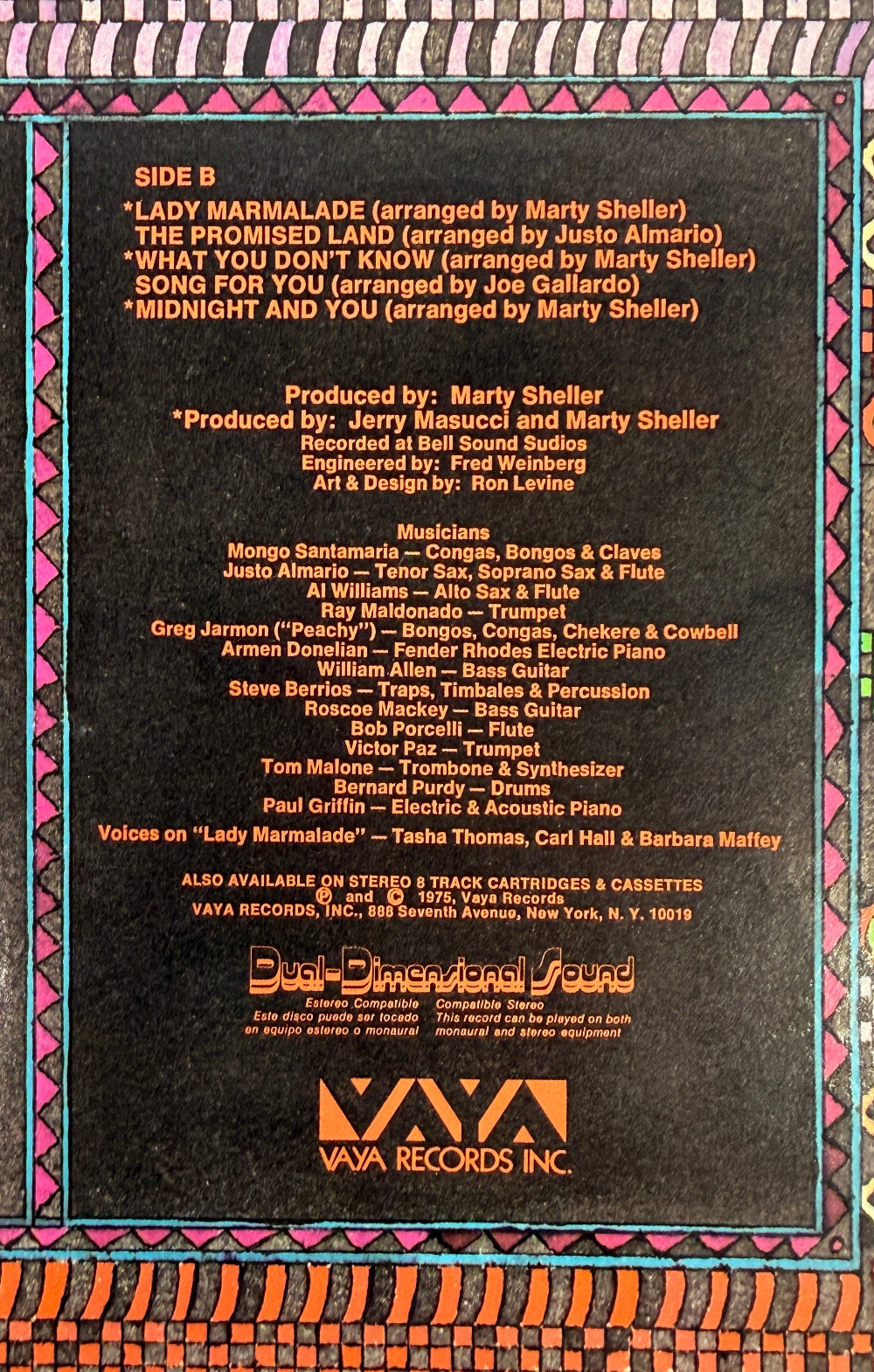 1975 Mongo Santamaria Afro-Indio vinyl LP on Vaya Records VS-38, distributed by Fania. Vintage Latin jazz and Afro-Cuban funk record.